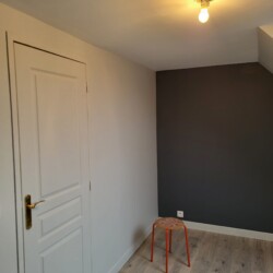 Salon moderne repeint en blanc cassé